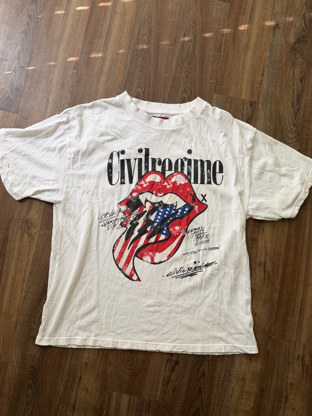 Civil Regime x Rolling Stones "American Riot" Oversized T-Shirt XL Distressed